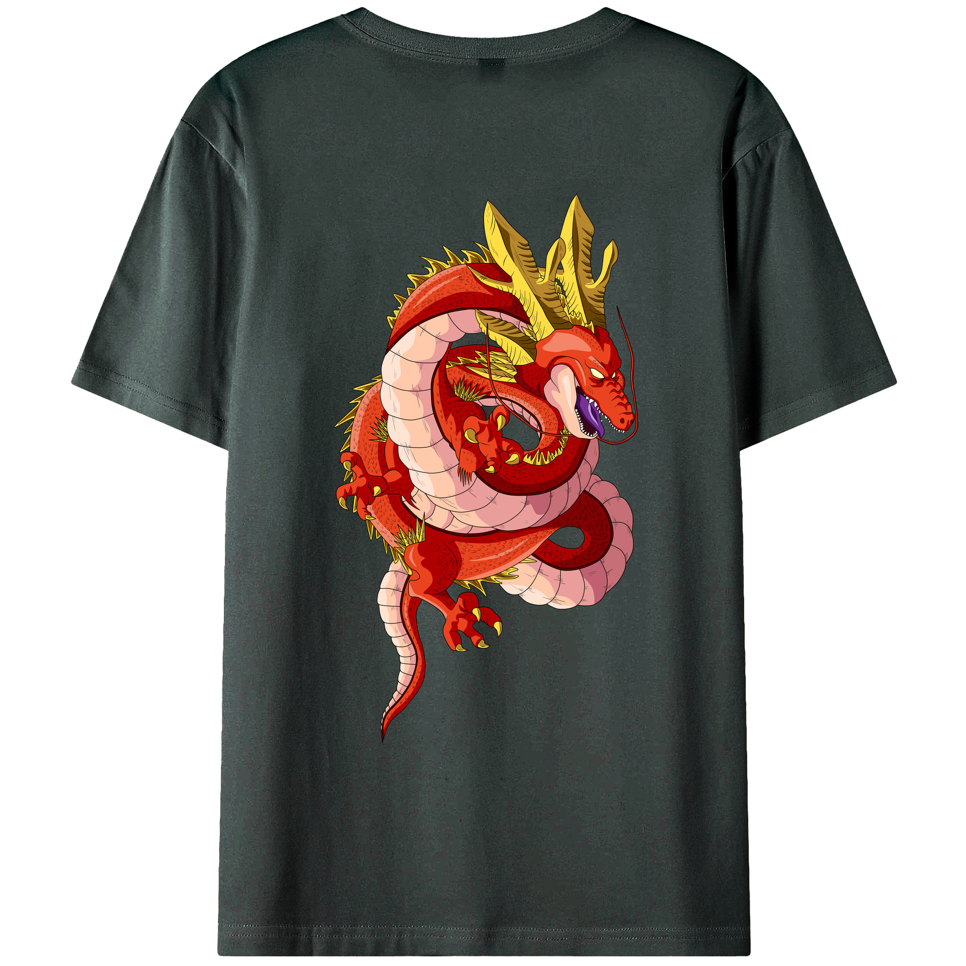 （画像用） ドラゴンボール 神龍 シェンロン DRAGON BALL Shenron 綿100％ メンズ半袖Tシャツ（バックプリント） 通気性